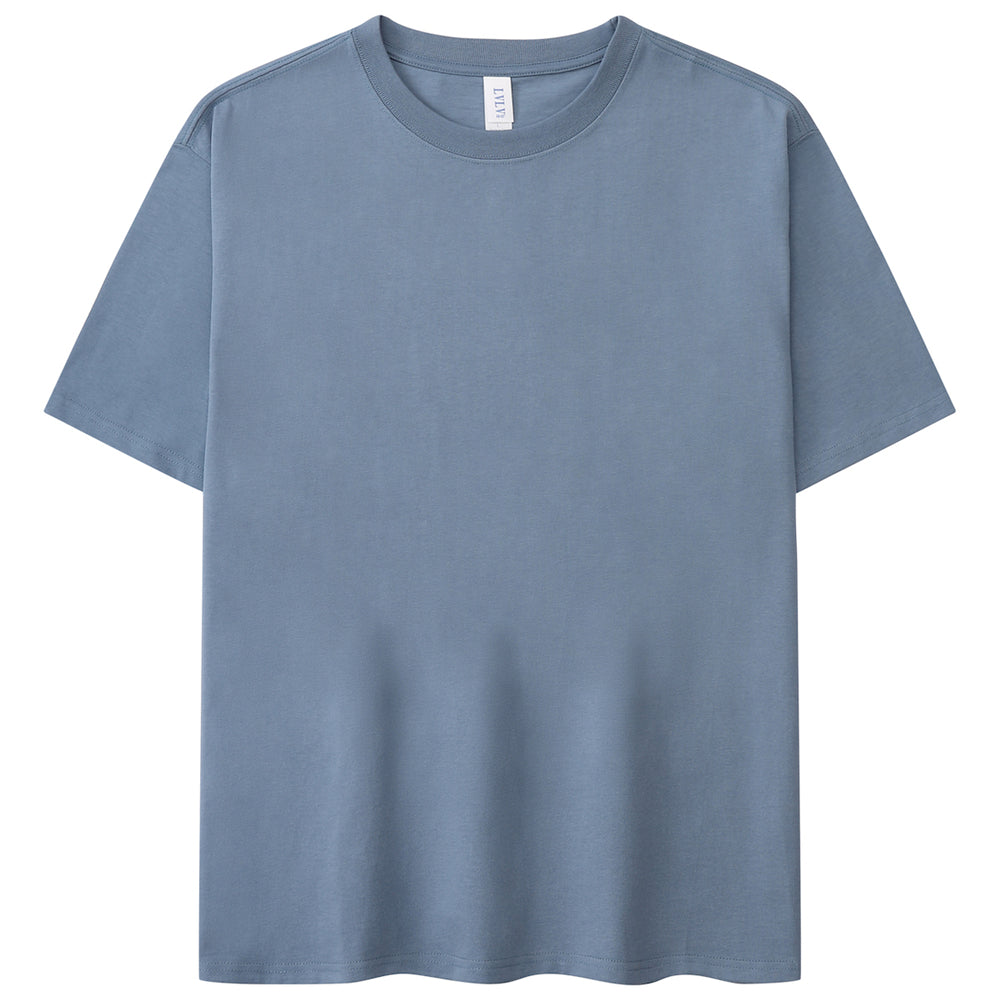 Basic T-Shirt Grau Blau aus 100% Baumwolle für Herren und Damen
