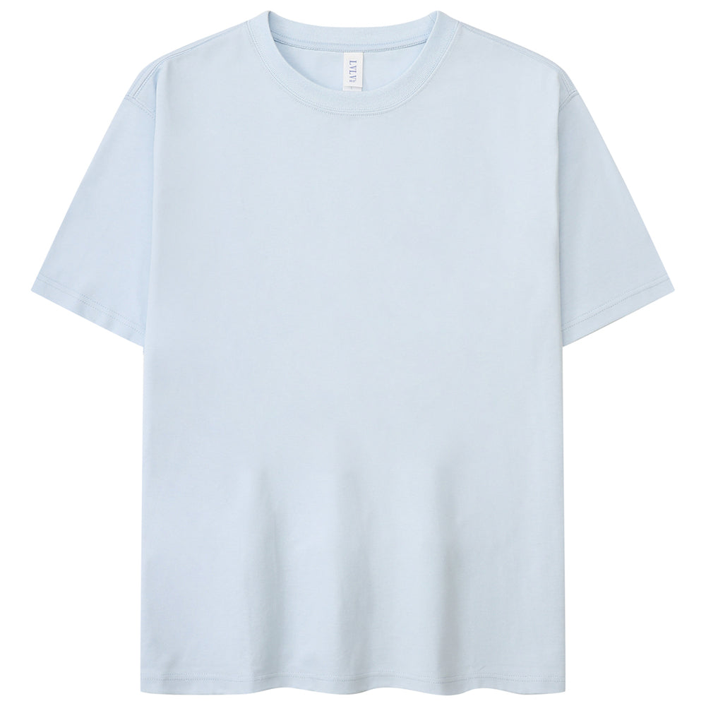 Basic T-Shirt Hell Blau 100%Baumwolle für Herren und Damen
